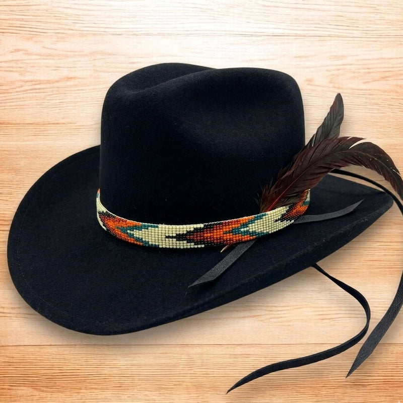 Light Yellow Handmade Beaded Hatband-1
