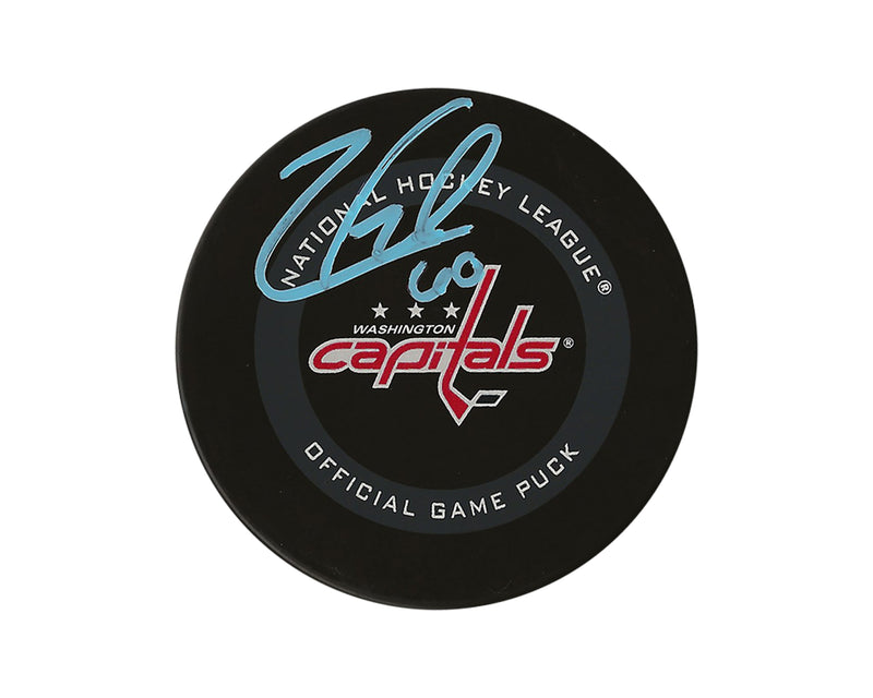 Palet de match officiel des Capitals de Washington, autographié par Zach Fucale-1