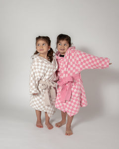 Childrens Check Print Hooded Robe-1