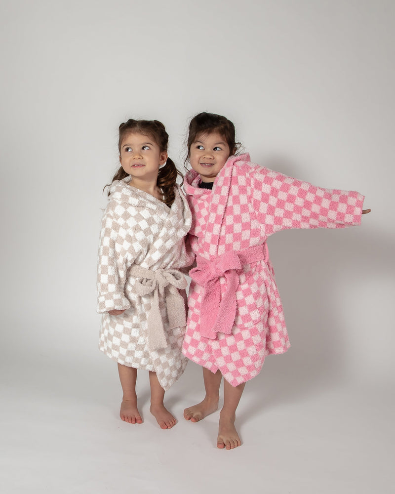 Childrens Check Print Hooded Robe-1