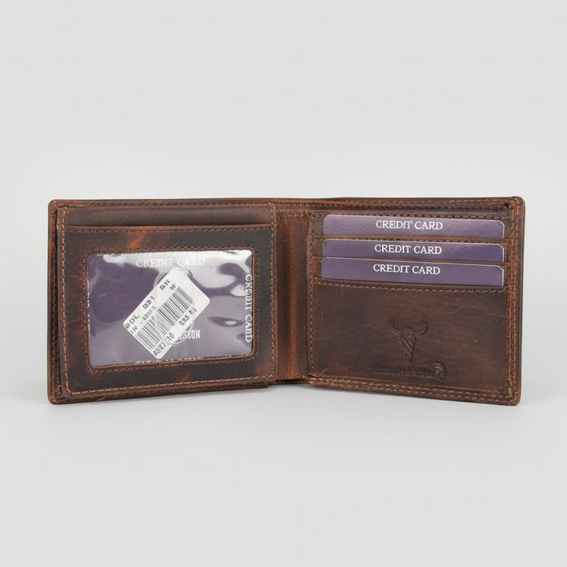 Men’s Genuine Cow Leather Bifold Wallet. Embossed Horse Design with RFID Protection-3