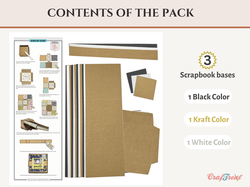 Craftreat Scrapbook Blank Quick Folio - Flip Flair Folio - Black, Kraft and White-9