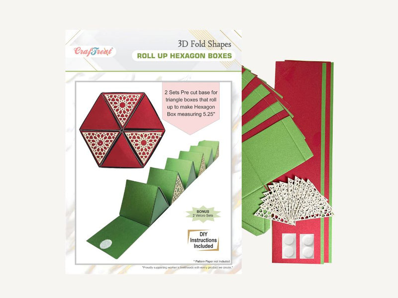 CrafTreat Scrapbook Hexagon Roll up - Metallic Red & Green-3