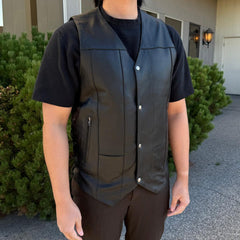Open Road Men's 10 Pocket Leather Vest | Genuine Cowhide Vest-1