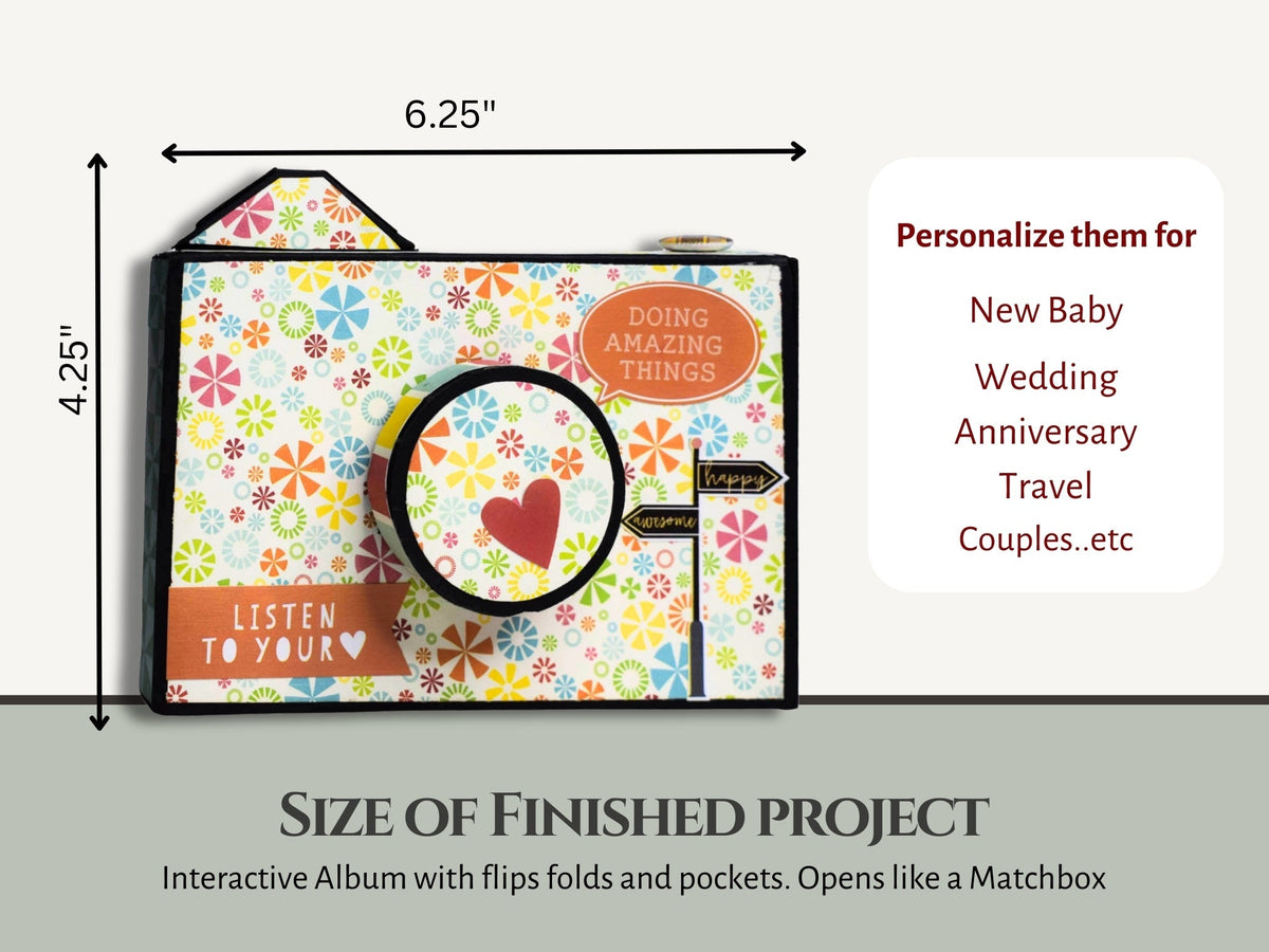 CrafTreat Scrapbook Blanks - Matchbox Camera - Black & Kraft Color-4