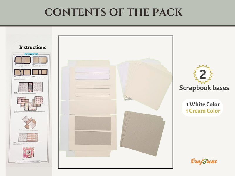 CrafTreat Scrapbook Blank Precut Album Base - Basic 6x6 - White and Ivory-4