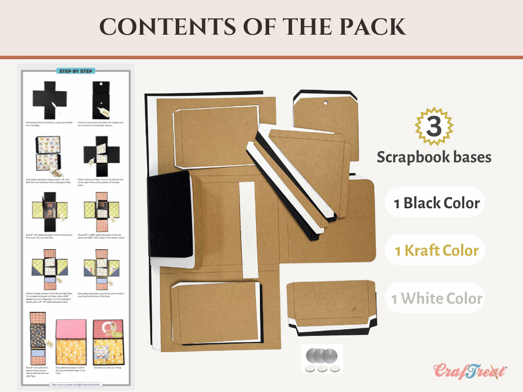 Craftreat Scrapbook Blank Quick Folio - Be Happy - Black, Kraft and White-9