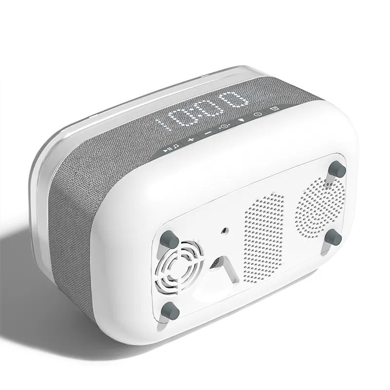 Intelligent Multifunctional Alarm Clock Bluetooth Speaker Wireless Charger Fast Charge Clock Atmosphere Night Light Home Decor-8