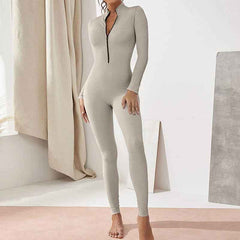 Women’s Seamless Zipper Yoga Bodysuit – Threaded Workout & Fitness Activewear-3