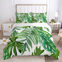 Nordic Spring Green Leaf Bedding Set-8