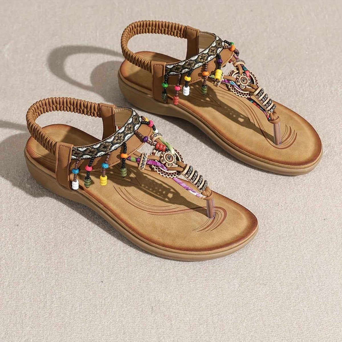 Bohemian Ethnic Style Flat Sandals Pendant Flip-flops-4