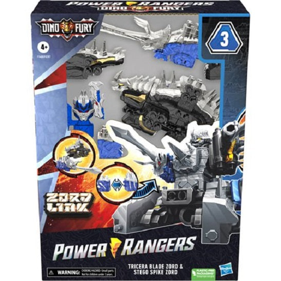 Power Rangers Dino Fury – Set de Zords Tricera Blade y Stego Spike (UPC: 5010993858323)