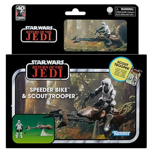 Star Wars The Vintage Collection – Vehículo Speeder Bike con figura de Biker Scout de 3,75 pulgadas de El Retorno del Jedi (UPC: 5010994199333)