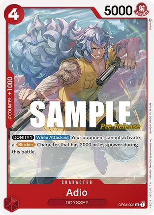 Adio (OP03-002) - Pillars of Strength Pre-Release Cards