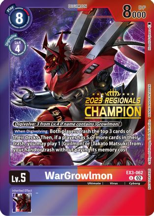 WarGrowlmon (2023 Regionals Champion) (EX3-062) - Draconic Roar Foil-1