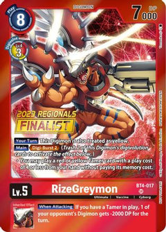 RizeGreymon (2023 Regionals Finalist) (BT4-017) - Great Legend Foil-1
