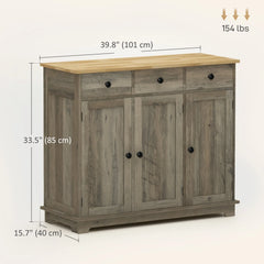 Modern Washed Grey Sideboard Buffet Cabinet – Storage Cabinets, Drawers & Adjustable Shelves (United States & Canada Delivery Only)-3