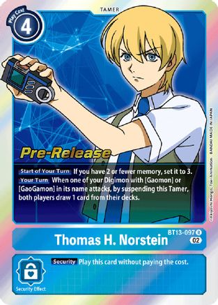 Thomas H. Norstein (BT13-097) - Versus Royal Knights Pre-Release Cards Foil-1