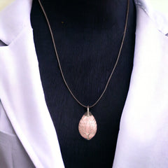 Light pink Gemstone Pendant Wrapped w/ Silver Tree of Life-1