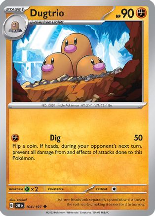 Dugtrio 104 - SV03 Obsidian Flames Reverse Holofoil-1