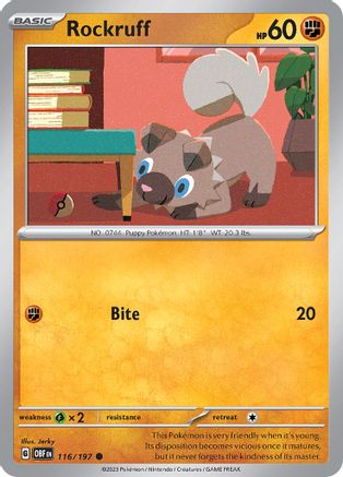 Rockruff 116 - SV03 Obsidian Flames Reverse Holofoil-1