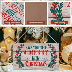 Merry Christmas Wooden Door Hanging Sign 11.8 × 7.1 in – Holiday Home & Office Decor (Canada Delivery Only)-2