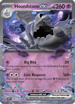 Houndstone ex 102 - SV03 Obsidian Flames Holofoil-1