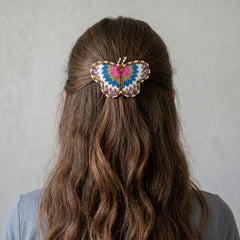 Pink Butterfly Beaded Barrette-6