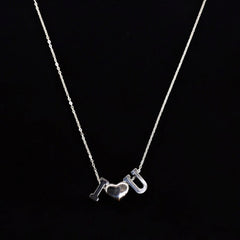 I Love U Stainless Steel Necklace Pendants With Long Chain-3