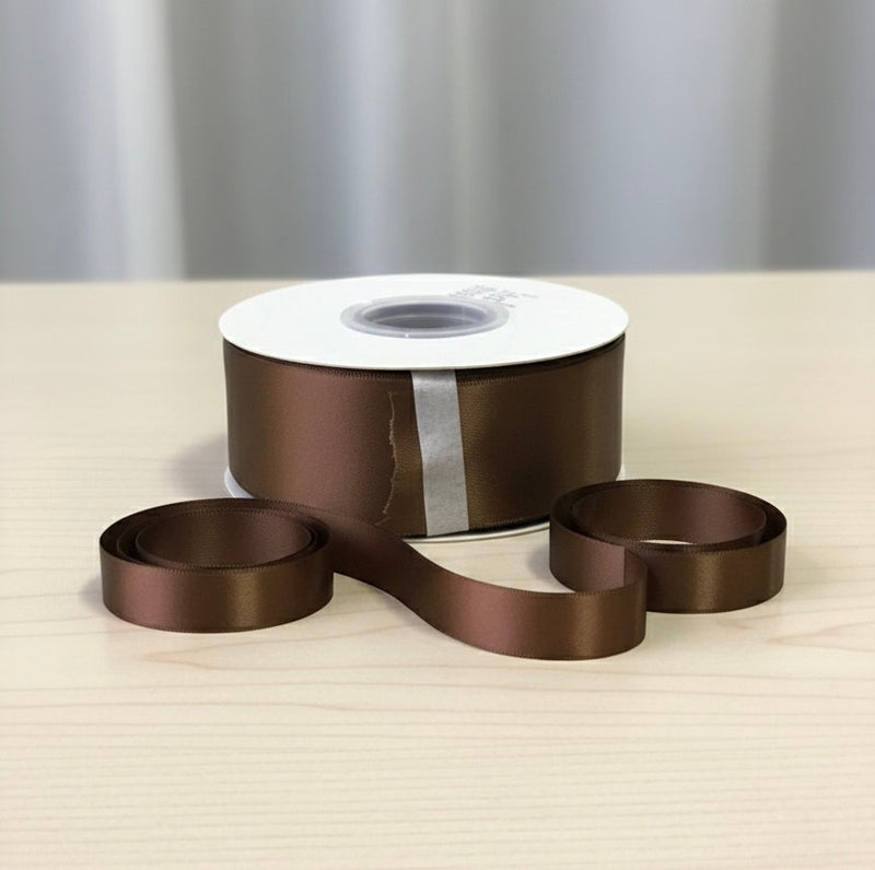 Satin Ribbon Double Face- Brown #847-3.8 cm Wide-1