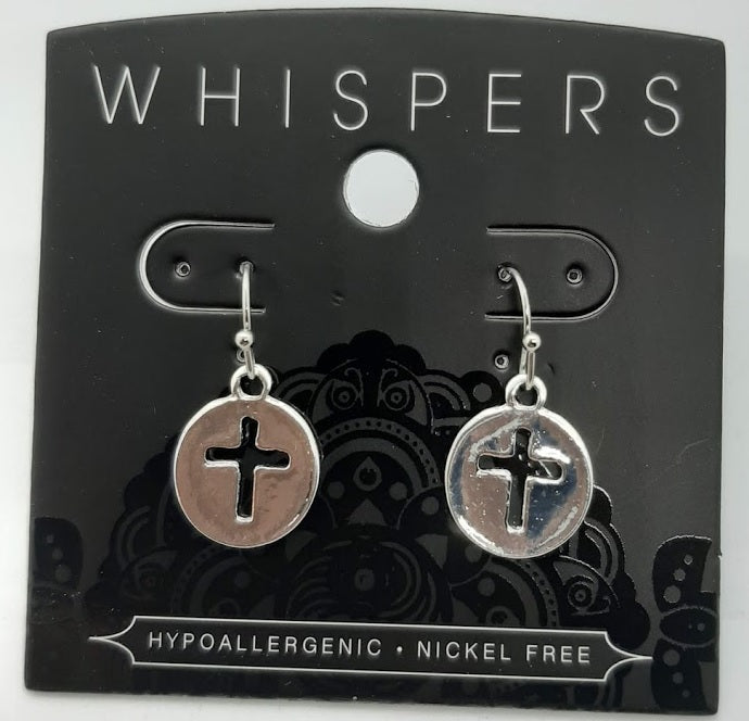 Dangle Cross Cut-Out Earring in Silver-1