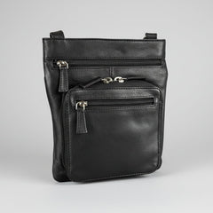 JBG Slim Genuine Leather Crossbody Bag. RFID Blocking Travel Purse with Multi-Zipper Pockets-2