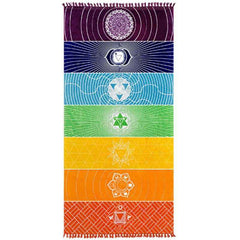 Printed Bath Towel Tassel Yoga Mat – Colorful Multi-Purpose Fitness Towel-8