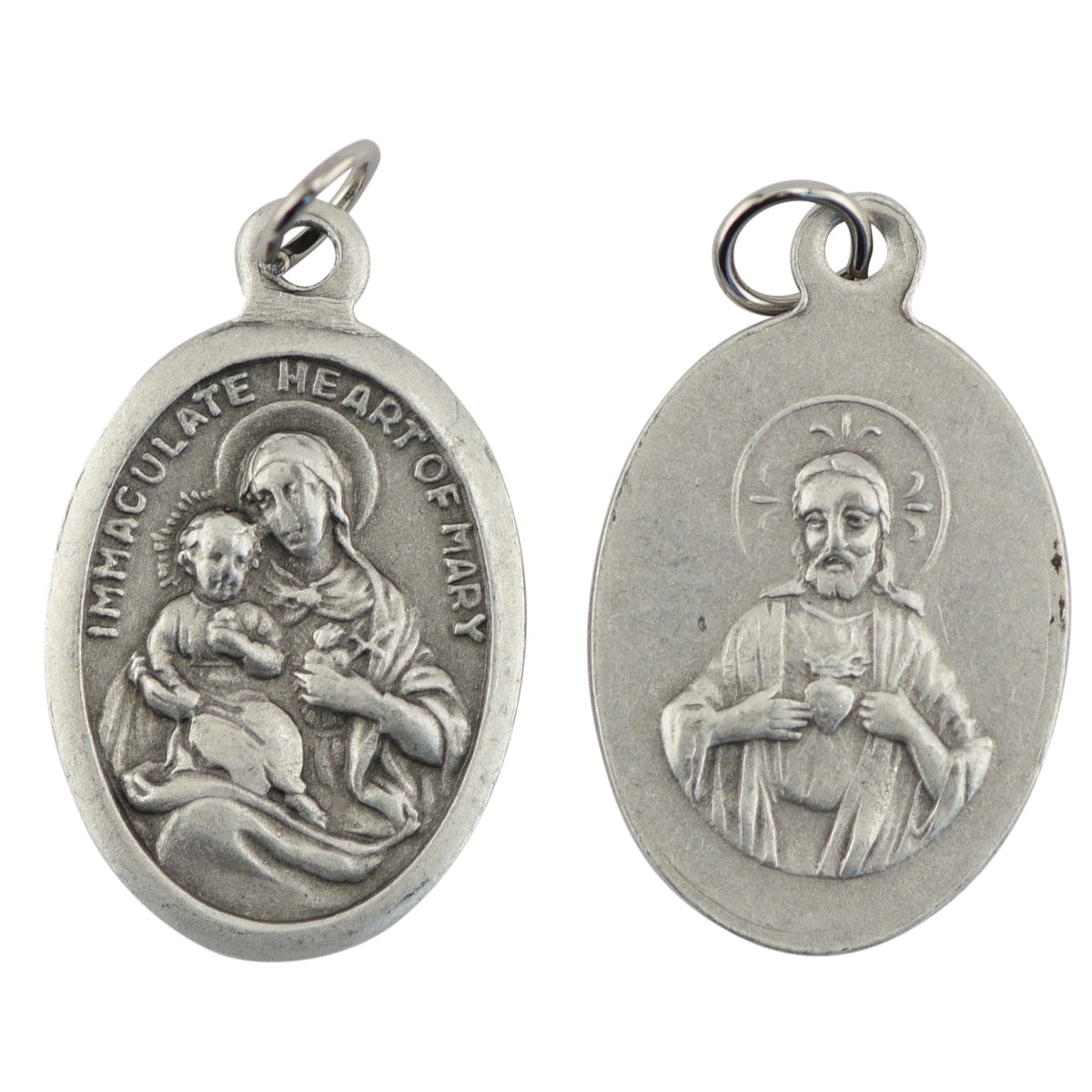 Immaculate Heart & Sacred Heart Medal, 3/4" (2 cm)