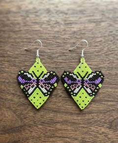 Butterfly Beaded Earrings (Green)-1