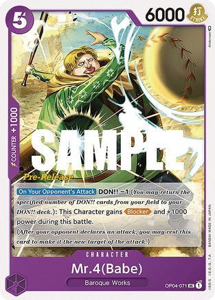 Mr.4 (Babe) (OP04-071) - Kingdoms of Intrigue Pre-Release Cards-1