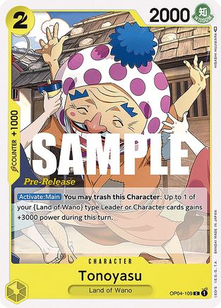 Tonoyasu (OP04-109) - Kingdoms of Intrigue Pre-Release Cards-1