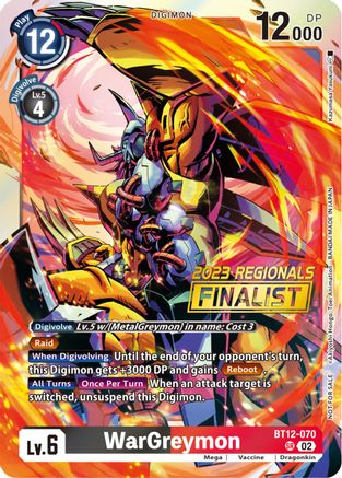WarGreymon (2023 Regionals Finalist) (BT12-070) - Across Time Foil-1