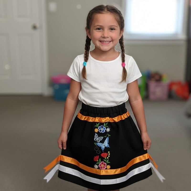 Infants Embroidered Flowers Ribbon Skirt-2