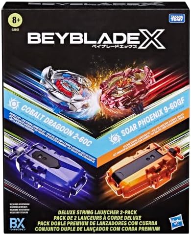 (Hasbro) Beyblade X - Deluxe String Launcher 2-Pack (Cobalt Dragoon 2-60C & Soar Phoenix 9-60GF)-2