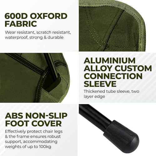 Low Back Ultralight Folding Camping Chairs With Storage Pouch - Khaki-8