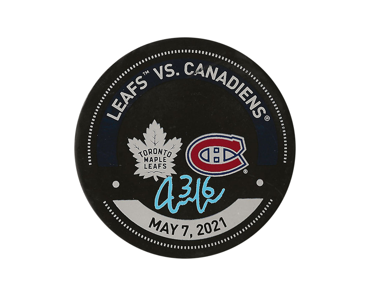 Rondelle d'échauffement autographiée de Jack Campbell, Maple Leafs de Toronto, 7 mai 2021