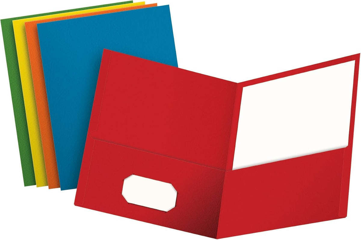 Oxford Twin Pocket Folders, Letter Size, Assorted Colors, 25 per Box (57513EE)