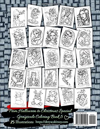 From Halloween to Christmas Special Grayscale Coloring Book 5-2