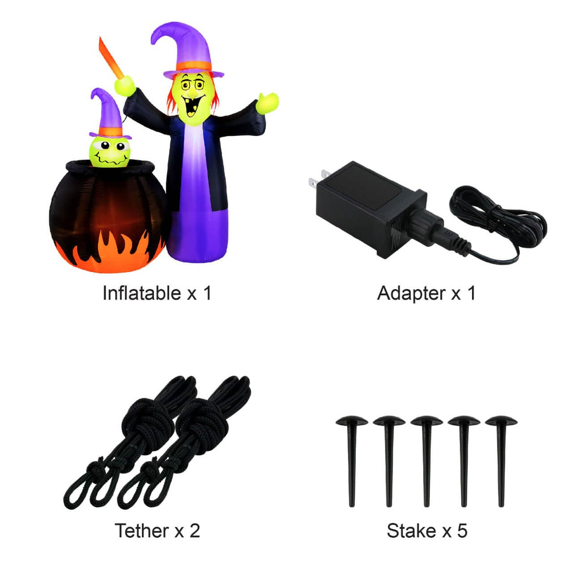 Occasions Halloween 5 Foot Inflatable Animated Witch with Cauldron-5