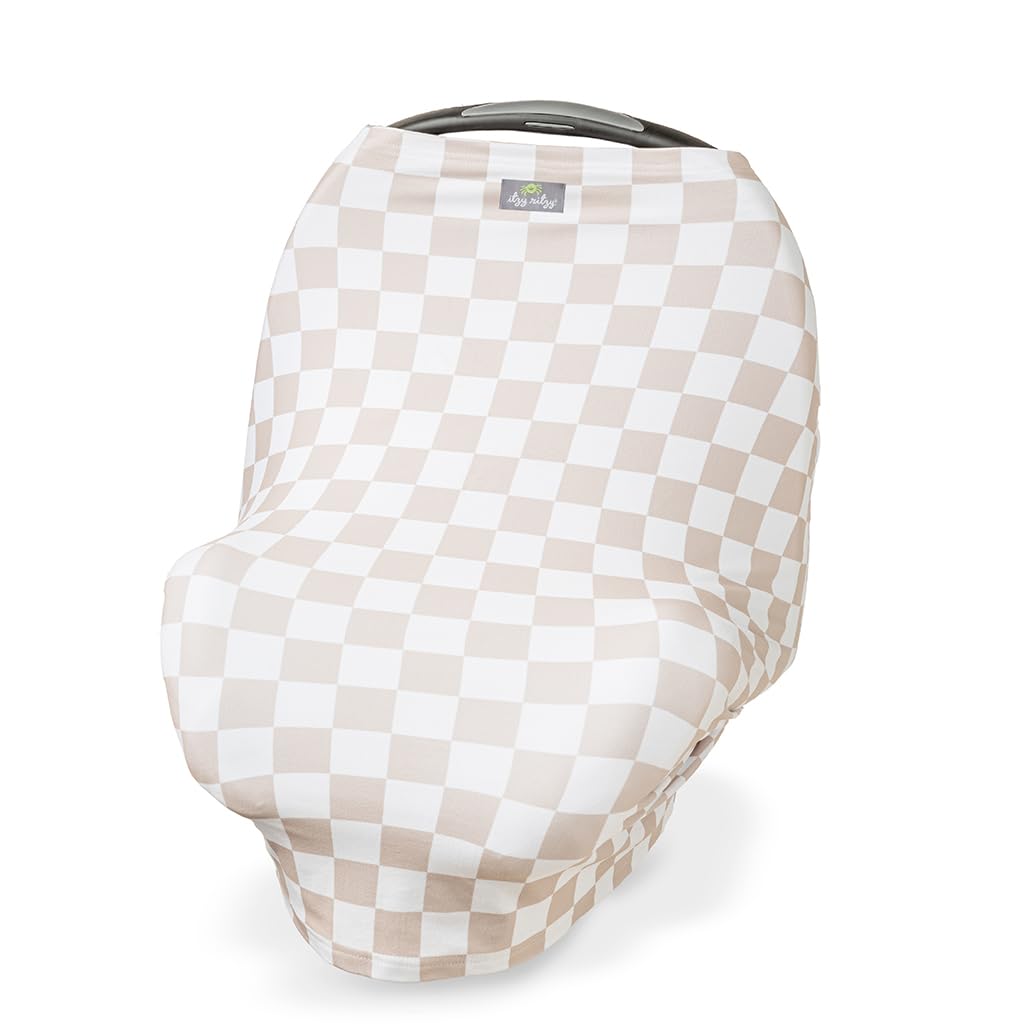 Itzy Ritzy 4-in-1 Nursing Cover, Car Seat Cover, Shopping Cart Cover & Infinity Scarf – Breathable, Multi-Use Nursing Cover Up for Breastfeeding, Carseat Canopy & Stroller Cover (Checkerboard)