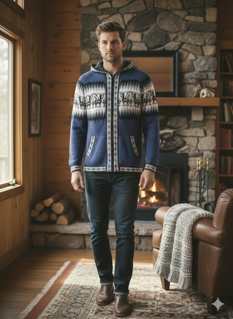 Unisex Blue Alpaca Sweater-1