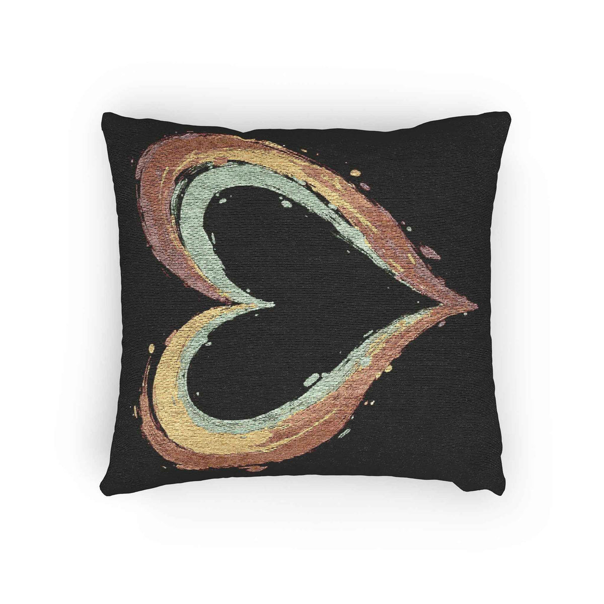 Painted Heart Pillow | Woven Decorative Pillow, Boho Heart Throw Pillow-9