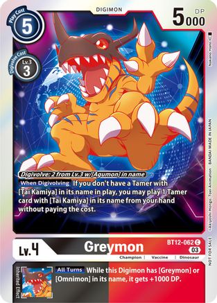 Greymon (Official Tournament Pack Vol.11) (BT12-062) - Across Time Foil-1