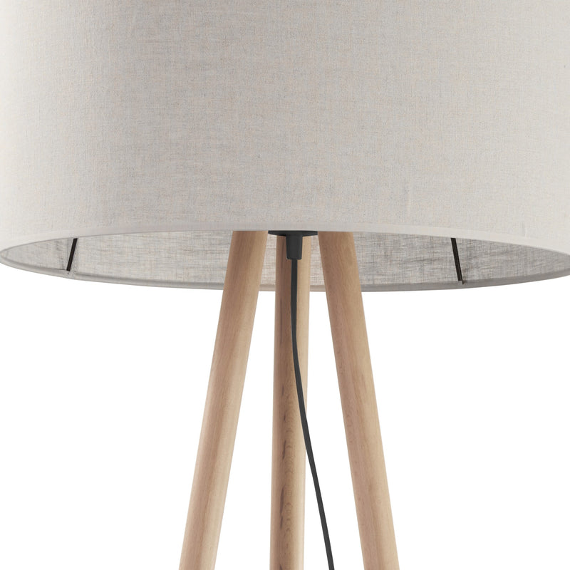 TOKYO Natural Linen & Wood Tripod Floor Lamp for Living Room, Bedroom & Reading Nook-3